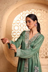 Jade Green Anrakha Set with Dupatta