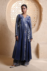 Midnight Blue Anrakha Set with Dupatta
