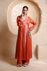 Bright Orange Anrakha Set with Dupatta