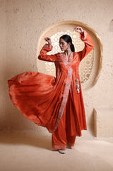 Bright Orange Anrakha Set with Dupatta