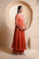 Bright Orange Anrakha Set with Dupatta