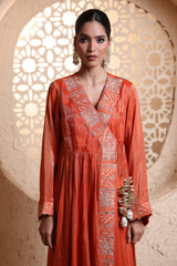 Bright Orange Anrakha Set with Dupatta
