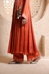 Bright Orange Anrakha Set with Dupatta