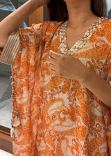 Peher Ameera Set- Orange Kaftan Set