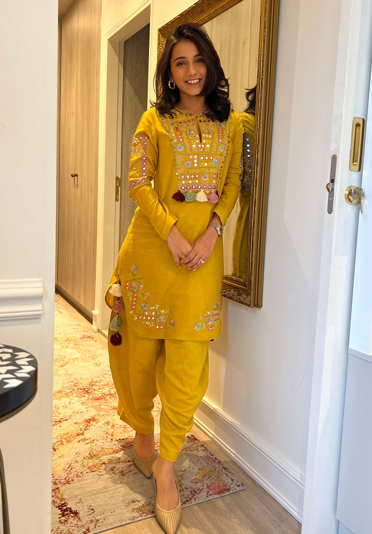 Mustard Embroidered Co-Ord Set by Inej