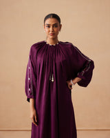 Sanjh Clay Dress - Mulberry Wine Midi Dress