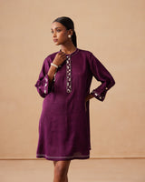 Sanjh Oat Dress - Mulberry Wine Short Dress