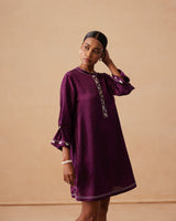 Sanjh Oat Dress - Mulberry Wine Short Dress