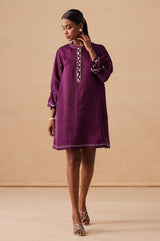 Sanjh Oat Dress - Mulberry Wine Short Dress