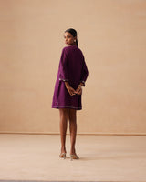 Sanjh Oat Dress - Mulberry Wine Short Dress