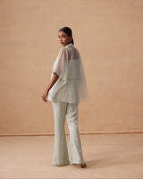 Sanjh Reva Set - Mist Blue Open Kimono Coord Set