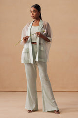 Sanjh Reva Set - Mist Blue Open Kimono Coord Set