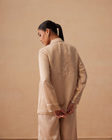 Sanjh Zina Set - Sand Beige Shirt with Flared Pants