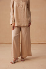 Sanjh Zina Set - Sand Beige Shirt with Flared Pants