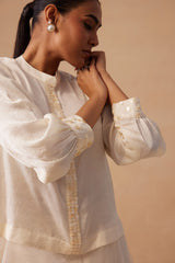 Sanjh Aira Set - Ivory White Coord Set