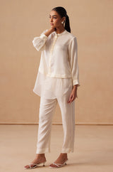 Sanjh Aira Set - Ivory White Coord Set
