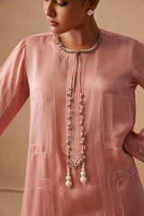 Sanjh Ruhani Dress - Blush Pink Full Length Dress