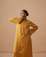 Sanjh Ruhani Dress - Sun Mustard Full Length Dress
