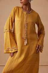 Sanjh Ruhani Dress - Sun Mustard Full Length Dress