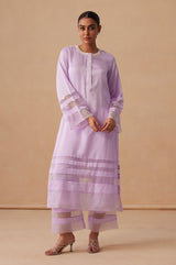 Sanjh Ziya Set - Lavender Lilac Straight Suit Set with Dupatta