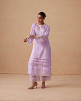 Sanjh Ziya Set - Lavender Lilac Straight Suit Set with Dupatta
