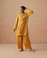 Sanjh Noor Set - Sun Mustard Kashmiri Kurta Set with Dupatta