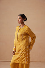 Sanjh Noor Set - Sun Mustard Kashmiri Kurta Set with Dupatta