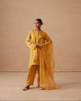 Sanjh Noor Set - Sun Mustard Kashmiri Kurta Set with Dupatta