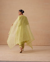 Sanjh Rooh Set - Soft Lime Sidekali Suit Set with Dupatta