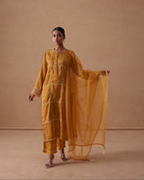 Sanjh Mehr Set - Sun Mustard Straight Suit Set with Dupatta