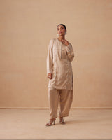 Sanjh Noor Set - Sand Beige Kashmiri Kurta Set with Dupatta