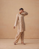 Sanjh Noor Set - Sand Beige Kashmiri Kurta Set with Dupatta