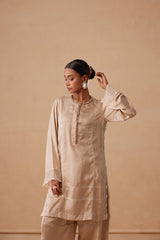Sanjh Noor Set - Sand Beige Kashmiri Kurta Set with Dupatta