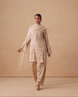 Sanjh Noor Set - Sand Beige Kashmiri Kurta Set with Dupatta