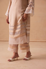 Sanjh Ziya Set - Sand Beige Straight Suit Set with Dupatta - RTS