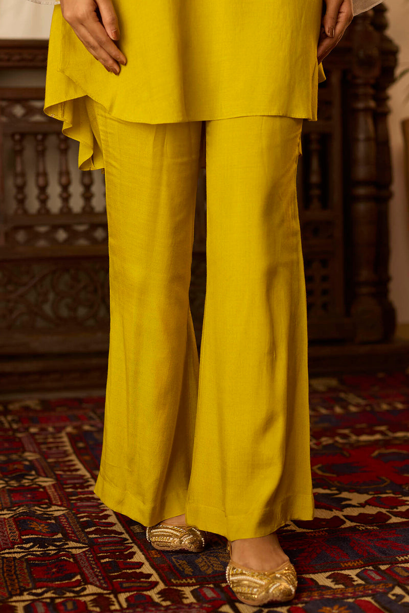 Leher Mustard Kali Suit Set