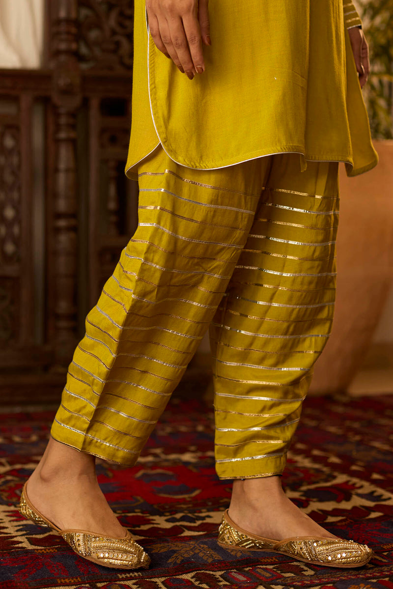 Leher Mustard Kashmiri Kurta Set