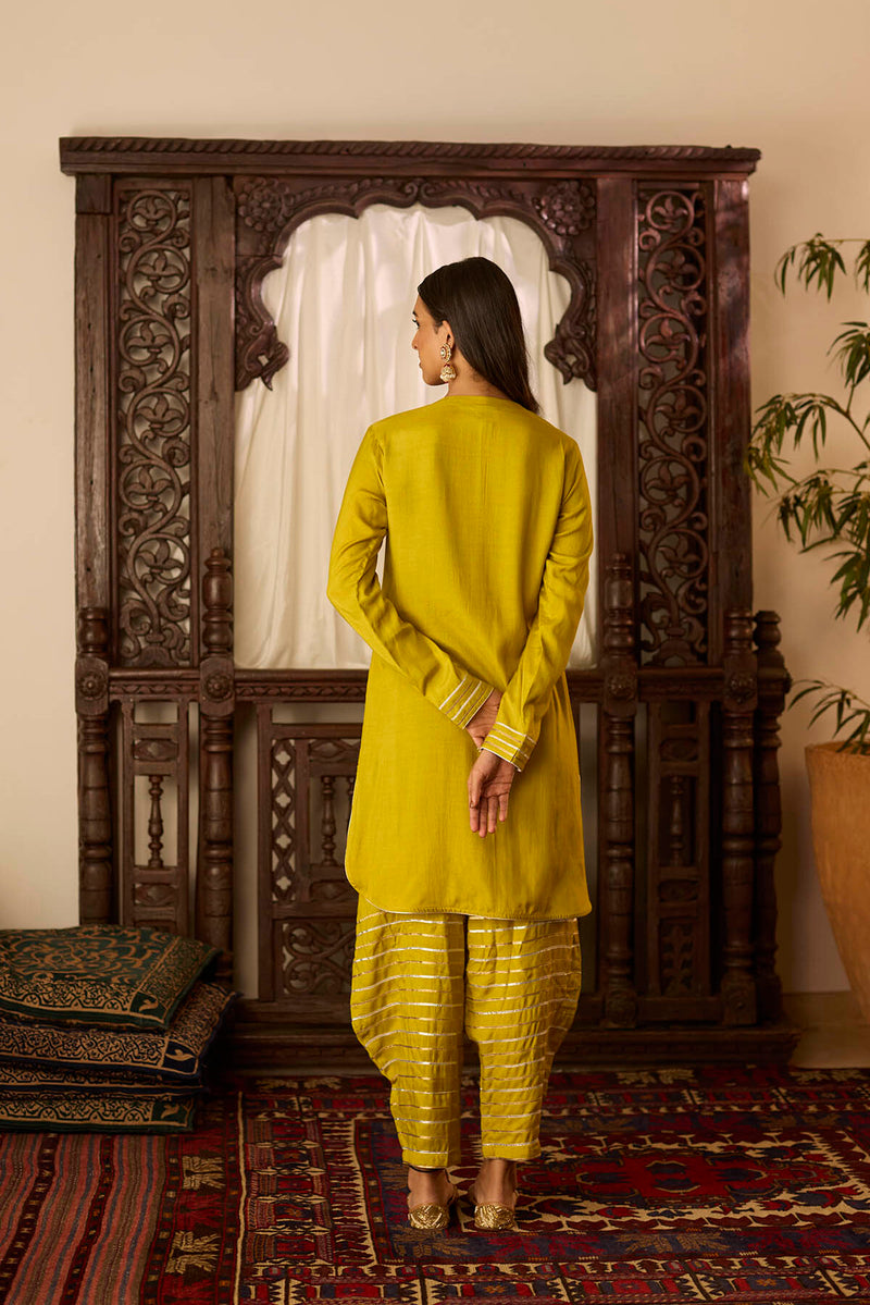 Leher Mustard Kashmiri Kurta Set