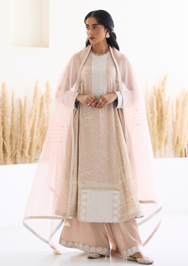 Lakeer Sidegather Suit Set (Dusky Pink)