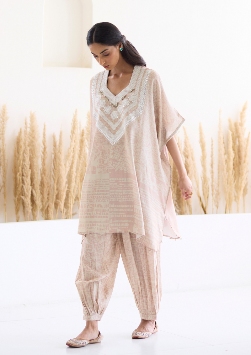 Lakeer Kaftan Suit Set (Dusky Pink)