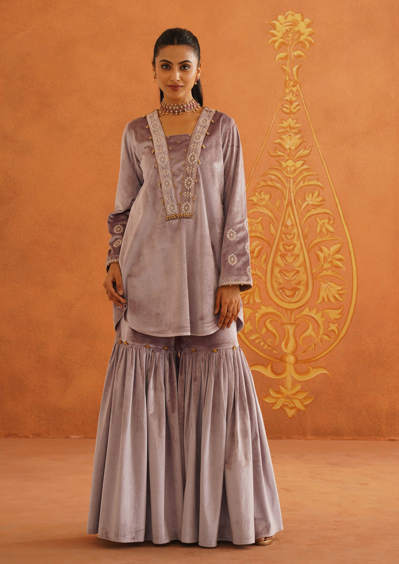 Zeba Lilac Kali Suit Set with Garara