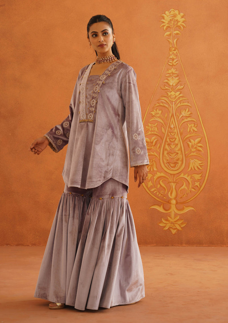 Zeba Lilac Kali Suit Set with Garara