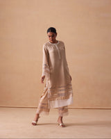 Sanjh Ziya Set - Sand Beige Straight Suit Set with Dupatta - RTS