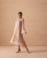 Sanjh Ziya Set - Sand Beige Straight Suit Set with Dupatta - RTS