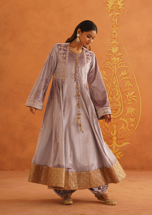 Zeba Lilac Sidegather Suit Set with Dupatta