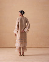 Sanjh Ziya Set - Sand Beige Straight Suit Set with Dupatta - RTS