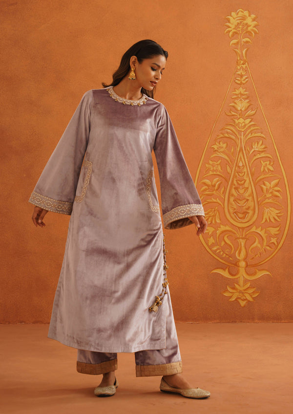 Zeba Lilac Straight Suit Set with Dupatta