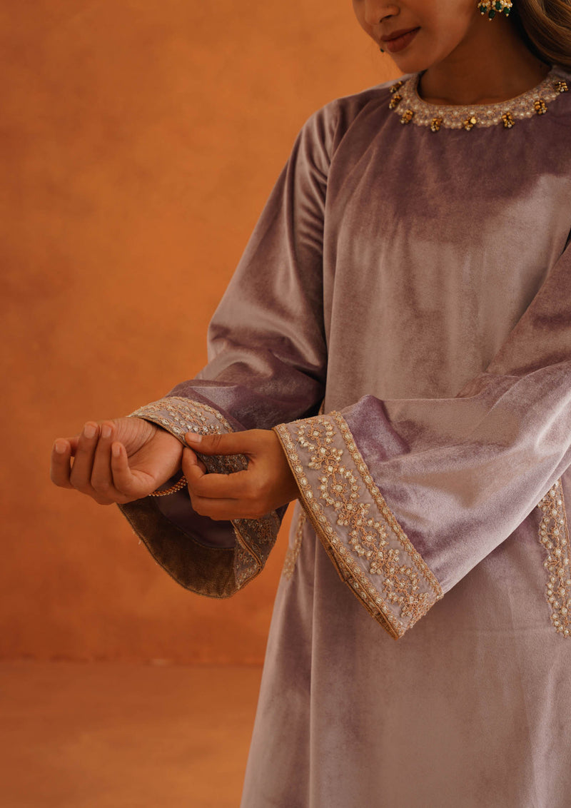 Zeba Lilac Straight Suit Set with Dupatta