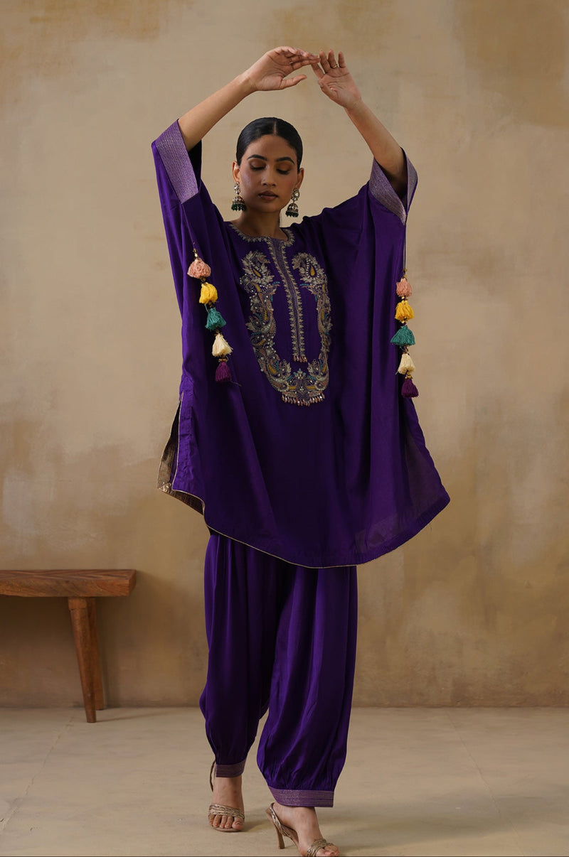 Noor Purple Kaftan Suit Set