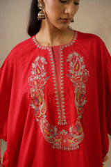 Noor Red Kaftan Suit Set